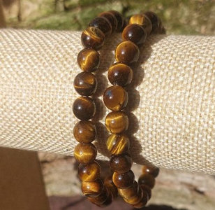 Foto von Edelsteinarmband aus Naturstein Herren Armband, Tigerauge, 22cm, 08mm Kugeln.