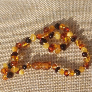 Foto von Edelsteinkette aus Naturstein Bernsteinkette für Kinder, 04-08 mm, 32 cm