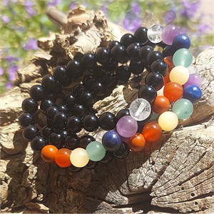 Armband 7 Perlen - Chakra, Obsidian, 08mm Kugeln. – Armbänder online kaufen