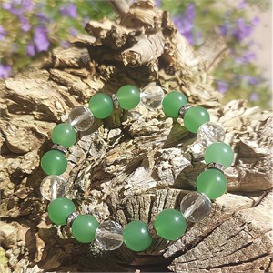 Armband Bergkristall facettiert, grüner Aventurin, 10mm Kugeln. – Armbänder online kaufen